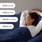 Duvet Cover Queen Size Set - Extra Soft Queen Size Duvet Cover 90 x 90 with 2 Pillow Shams - Hotel Luxury Easy Care and Fade Free w/Zipper Closures & Ties - Comfy Breathable Bedding Set (Navy Blue)