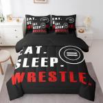 Feelyou Wrestle Comforter Set 7 Piece Full Size Sports Theme Bedding Set for Kids Boys Girls Teens Room Wrestling Decor Bed in A Bag Soft Boys Bed Set with Sheets, Pillowcases, Pillow Covers