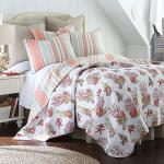 Levtex Home Brighton Coral Twin Cotton Quilt Set Stripe Coastal
