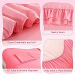 Wowelife Toddler Bedding Set for Girls 4 Piece Ruffle Boho Tufted Fringe Pink Toddler Bed Comforter Sets Jacquard Bed Set Bed in a Bag with Comforter, Flat Sheet, Fitted Sheet, Pillowcase
