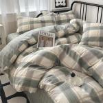 Green Plaid Duvet Cover Queen Soft Cotton Grid Plaid Bedding Set 3 Pieces Checkered Gingham Comforter Cover for Men Boys Modern Bedding Set Simple Plaid Comforter Cover with Zipper Closure 4 Ties