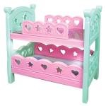 Lissi: 12" Doll Set: Bunk Bed & highchair - Pink, Green, Blue - 3pc Baby Doll Feeding & Sleep Toy Playset, Heart & Bird Outfit, Kids & Toddlers 2+