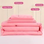 Wowelife Toddler Bedding Set for Girls 4 Piece Ruffle Boho Tufted Fringe Pink Toddler Bed Comforter Sets Jacquard Bed Set Bed in a Bag with Comforter, Flat Sheet, Fitted Sheet, Pillowcase