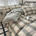 Green Plaid Duvet Cover Queen Soft Cotton Grid Plaid Bedding Set 3 Pieces Checkered Gingham Comforter Cover for Men Boys Modern Bedding Set Simple Plaid Comforter Cover with Zipper Closure 4 Ties