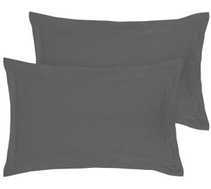Royale Linens Pillow Shams 2 Pack Standard Size 20x26 Inch- Brushed 1800 Microfiber - Bed Pillow Shams, Wrinkle Resistant Super Soft and Cozy- Back Overlap Closure - Oxford Pillowcase (Standard, Grey)