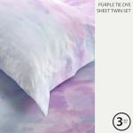 Heritage Kids 3-Piece Twin Sheet Set,Purple Watercolor Tie-Dye Design,Includes Fitted Sheet, Flat Sheet & Pillowcase,Soft Microfiber Bedding for Girls & Teens