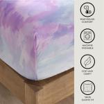 Heritage Kids 3-Piece Twin Sheet Set,Purple Watercolor Tie-Dye Design,Includes Fitted Sheet, Flat Sheet & Pillowcase,Soft Microfiber Bedding for Girls & Teens
