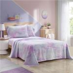 Heritage Kids 3-Piece Twin Sheet Set,Purple Watercolor Tie-Dye Design,Includes Fitted Sheet, Flat Sheet & Pillowcase,Soft Microfiber Bedding for Girls & Teens