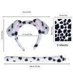 Jmkcoz Halloween Dalmatian Costume Set Puppy Dog Ear Headband and Tail Velvet Choker Stickers for 100 Days of School Dress Up (Style 1)