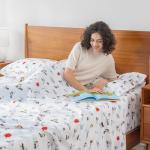 Berkshire Blanket Peanuts® Kids Sheet Set, Full Size - 4 Pieces, Peanuts® Sleeping Colorized Sheet Scale White, Cute Character Snoopy Printed Soft Microfiber Bed Sheets