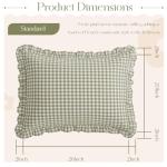 KKJIAF 2 Pcs Plaid Ruffle Pillow Case Standard Size, Cotton Gingham Ruffled Euro Sham Pillow Covers 20x26 Inch, Linen Feel Plaid Bed Pillow Shams with Envelope Closure for Sofa Bed (Sage Green Plaid)