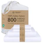 Threadmill Luxury 100% Cotton King Size Sheets Set- 800 Thread Count Jacquard Celine Hotel White, Better Than Egyptian Cotton,4 Pc Striped Bed Set, Damask Bed Sheets with 16" Deep Pocket