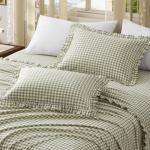 KKJIAF 2 Pcs Plaid Ruffle Pillow Case Standard Size, Cotton Gingham Ruffled Euro Sham Pillow Covers 20x26 Inch, Linen Feel Plaid Bed Pillow Shams with Envelope Closure for Sofa Bed (Sage Green Plaid)