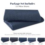 PHF 100% Cotton Waffle Pillow Shams Standard Size, 2 Pack 20" x 26" Soft Skin-Friendly and Breathable Pillowcases, No Filling, Aesthetic Woven Waffle Weave Pillow Covers for Bed, Dark Navy