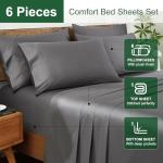 Ivellow 100% Egyptian Cotton Sheets King Size Set - 1200 Thread Count 6 PC 18" Deep Pocket King Size Bed Sheet Set，Durable Hotel Quality Luxury Soft Breathable Grey Cooling Sheet Sets Bedding