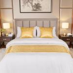 Cobedzy Gold Satin Bed Runner for King Size Beds(1.8m), 50 x 240cm(20" x 94") Jacquard Bed Scarf Satin Bedding Scarves for Hotel, Home, Guesthouse