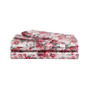 Betsey Johnson - King Bed Sheets, Satin Bedding Set with Matching Pillowcases, Wrinkle & Fade Resistant, Silky Smooth for Healthy Hair (Vintage Floral Pink)