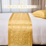 Cobedzy Gold Satin Bed Runner for King Size Beds(1.8m), 50 x 240cm(20" x 94") Jacquard Bed Scarf Satin Bedding Scarves for Hotel, Home, Guesthouse