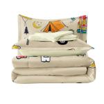 SIRDO 5 Pcs Camping Decor Comforter Set Twin Size for Kids Teen Boys and Girls Room Decor, Camper Accessories for Travel Trailers Themed Bedding Bed in A Bag
