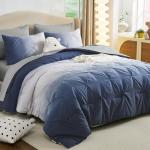 Dinjoy Ombre Comforter Set Queen Size, 7-Piece Bed in a Bag for All Season, Pintuck Colorful Rainbow Bedding Sets with Comforter, Flat Sheet, Fitted Sheet and Pillowcases & Shams, Blue