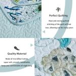 Tritard 3 Piece Coastal Beach Quilt Set Full/Queen Size Ocean Beach Themed Bedding Set Microfiber Lightweight Bedspread Coverlet with 2 Shams Starfish Coral Bed Covers for All Season, 90''x96''