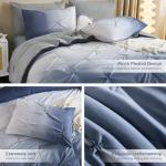 Dinjoy Ombre Comforter Set Queen Size, 7-Piece Bed in a Bag for All Season, Pintuck Colorful Rainbow Bedding Sets with Comforter, Flat Sheet, Fitted Sheet and Pillowcases & Shams, Blue