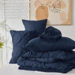 CozyLux King Size Comforter Set Navy Blue, Pintuck Bed in A Bag 7 Pieces, Pinch Pleat Blue Comforter King Size, Bedding Sets with Comforter, Sheets, Pillowcases & Shams