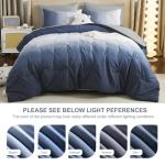 Dinjoy Ombre Comforter Set Queen Size, 7-Piece Bed in a Bag for All Season, Pintuck Colorful Rainbow Bedding Sets with Comforter, Flat Sheet, Fitted Sheet and Pillowcases & Shams, Blue