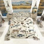 Erosebridal Hunting and Fishing Twin Bedding Set,Deer Hunting Comforter Set for Kids Boys Girls,Big Bass Pike Fish Comforter,Rustic Cabin Lake House Bedroom Room Decor,1 Pillowcase Breathable