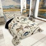 Erosebridal Hunting and Fishing Twin Bedding Set,Deer Hunting Comforter Set for Kids Boys Girls,Big Bass Pike Fish Comforter,Rustic Cabin Lake House Bedroom Room Decor,1 Pillowcase Breathable