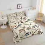 Erosebridal Hunting and Fishing Twin Bedding Set,Deer Hunting Comforter Set for Kids Boys Girls,Big Bass Pike Fish Comforter,Rustic Cabin Lake House Bedroom Room Decor,1 Pillowcase Breathable