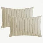 Light Khaki Boho Striped Pillowcase Set - 2 Pack