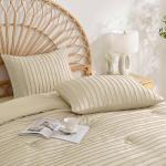 Light Khaki Boho Striped Pillowcase Set - 2 Pack
