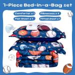 Sports Themed Twin Bed Set for Kids - 7 Piece