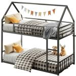 LIKIMIO Twin Over Twin House Bunk Bed Frame