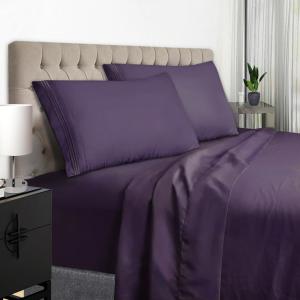 EaseHome Dark Purple Queen Sheet Set - 4 Pieces