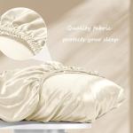 Manyshofu Satin Pillowcases for Hair Protection - 1Pcs Beige Pillow Cases, Elastic Band Standard & Queen Satin Pillowcases Luxury Silky Pillow Cases Travel Pillow Covers