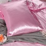 Rajan Linen Luxury Satin Duvet with Fitted Set Queen Bed-Sheets –4-Piece Includes: 16”-18” Inch Super Extra Deep Pocket Fitted Sheet – Perfectly Fit Queen Size –Pink.