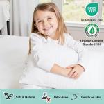 ZPECC Toddler Pillow with Pillowcase - 13x18 Organic Cotton Hypoallergenic Kids Pillow, Baby Essentials for Travel Crib Daycare Stroller (Intended for Age 2 and up) White Stripe