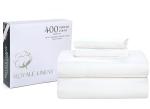 ROYALE LINENS 400 Thread Count 100% American Grown Cotton 4 Piece Sateen Full Sheet Set - 1 Fitted Sheet, 1 Flat Sheet, 2 Pillow case - White Full Bedsheet - Cotton Sheets - (Full, Signature White)