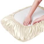 Manyshofu Satin Pillowcases for Hair Protection - 1Pcs Beige Pillow Cases, Elastic Band Standard & Queen Satin Pillowcases Luxury Silky Pillow Cases Travel Pillow Covers