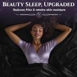 SLEEP SANCTUARY Satin Sheets King Size – 4 Piece Luxury Silky Bed Set, Softer Than Silk, 15" Deep Pocket, Cooling & Wrinkle-Free, Moisture-Wicking & Breathable for Hair & Skin (Black)