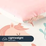 Wake In Cloud - Toddler Bedding Set for Girls, Cute Unicorn Floral Botanical, 4 Pieces Soft Crib Bed Set Including Comforter, Sheets and Pillowcase, Light Cream