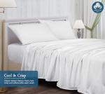 ROYALE LINENS 400 Thread Count 100% American Grown Cotton 4 Piece Sateen Full Sheet Set - 1 Fitted Sheet, 1 Flat Sheet, 2 Pillow case - White Full Bedsheet - Cotton Sheets - (Full, Signature White)