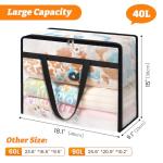 BlissTotes 4 Pack Clear Clothes Storage Bags, Moving Bags, Foldable Blanket Storage Under Bed Storage Containers with Sturdy Zipper and Handle for Clothing, Comforter, Bedding, Sheet (40L)