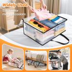 BlissTotes 4 Pack Clear Clothes Storage Bags, Moving Bags, Foldable Blanket Storage Under Bed Storage Containers with Sturdy Zipper and Handle for Clothing, Comforter, Bedding, Sheet (40L)