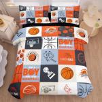 Peopleareok 6 Piece Basketball Comforter Set Twin, 3D Printed Basketball Theme Bedding Set, Soft Microfiber Comforter Set for Boys, Ball Sports Games Themed All Season