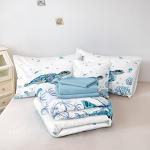 Sea Turtle Comforter Ocean Theme Bedding Set Full Size Bed in a Bag 8 Pieces Bed Set with 1 Ocean Comforter, 1 Blue Flat Sheet, 1 Fitted Sheet, 4 Pillowcases, 1 Cushion Cover(Sea Turtle, Full)