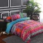 Boho Queen Duvet Cover Set with Colorful Print