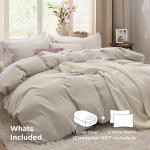 Bedsure Duvet Cover Queen Size - 3 Pieces Prewashed Cotton-Like Extra Soft Bedding Set, Includes 1 Duvet Cover 90x90 Inches with Zipper Closure & 2 Pillow Shams, Linen, Comforter Not Included